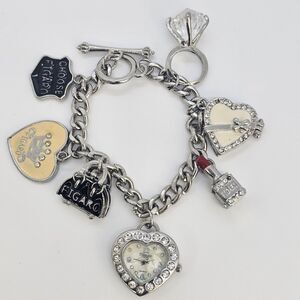 Figaro Couture Charm Women's Watch 27MM  Charm Band Heart Shaped 7" New Battery